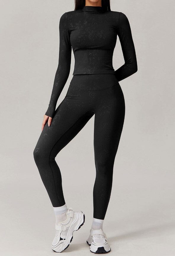 Synchronized Performance Gym Set - Leggings + Long Sleeve Sets Starlethics Advanced Black S 