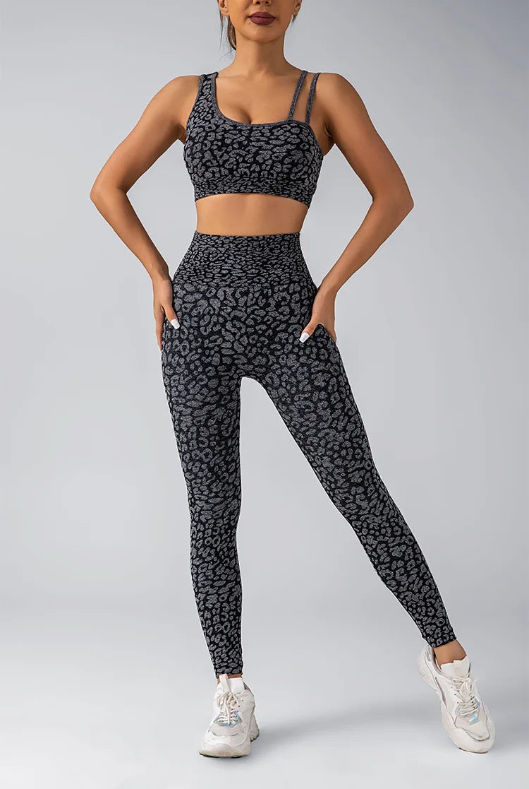 Fated Seamless Leopard Print Gym Set - Leggings + Top Starlethics