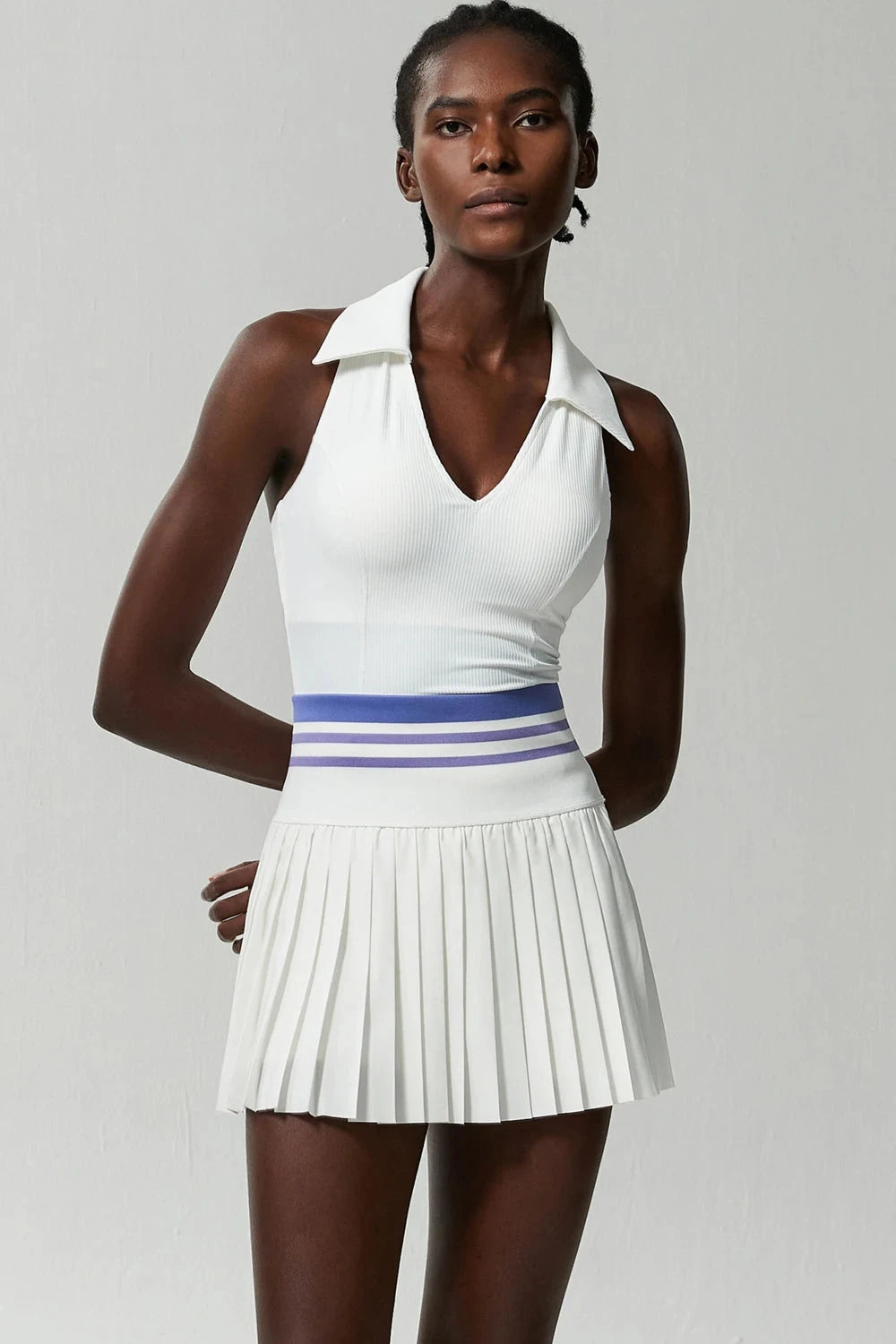 Regal V-Neck Tennis Set - Skirt + Top Sets Starlethics White S 