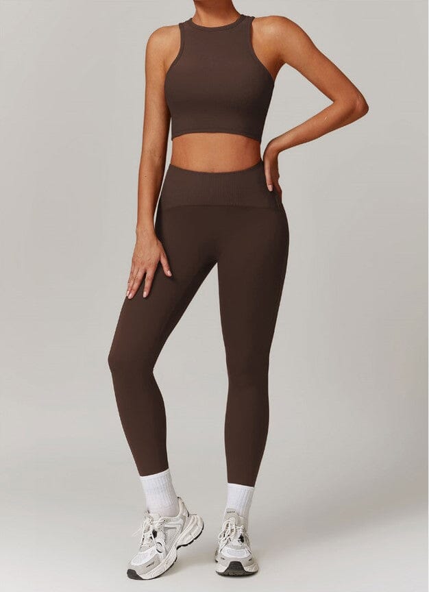 Infinite Racerback Gym Set - Leggings + Top Sets Starlethics Coffee S 