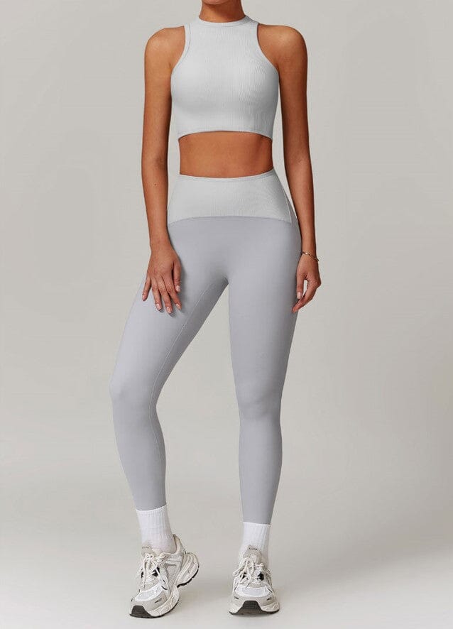 Infinite Racerback Gym Set - Leggings + Top Sets Starlethics White Gray S 