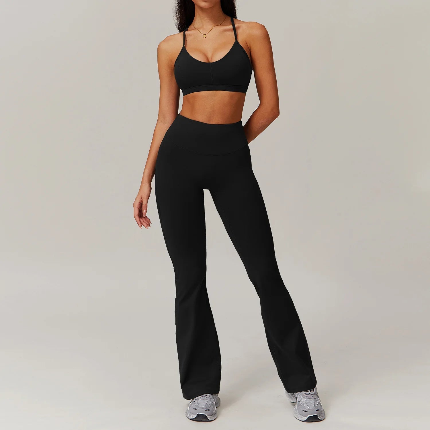 Starlethics - Engulfed Athletic Flared Gym Set - Leggings + Top