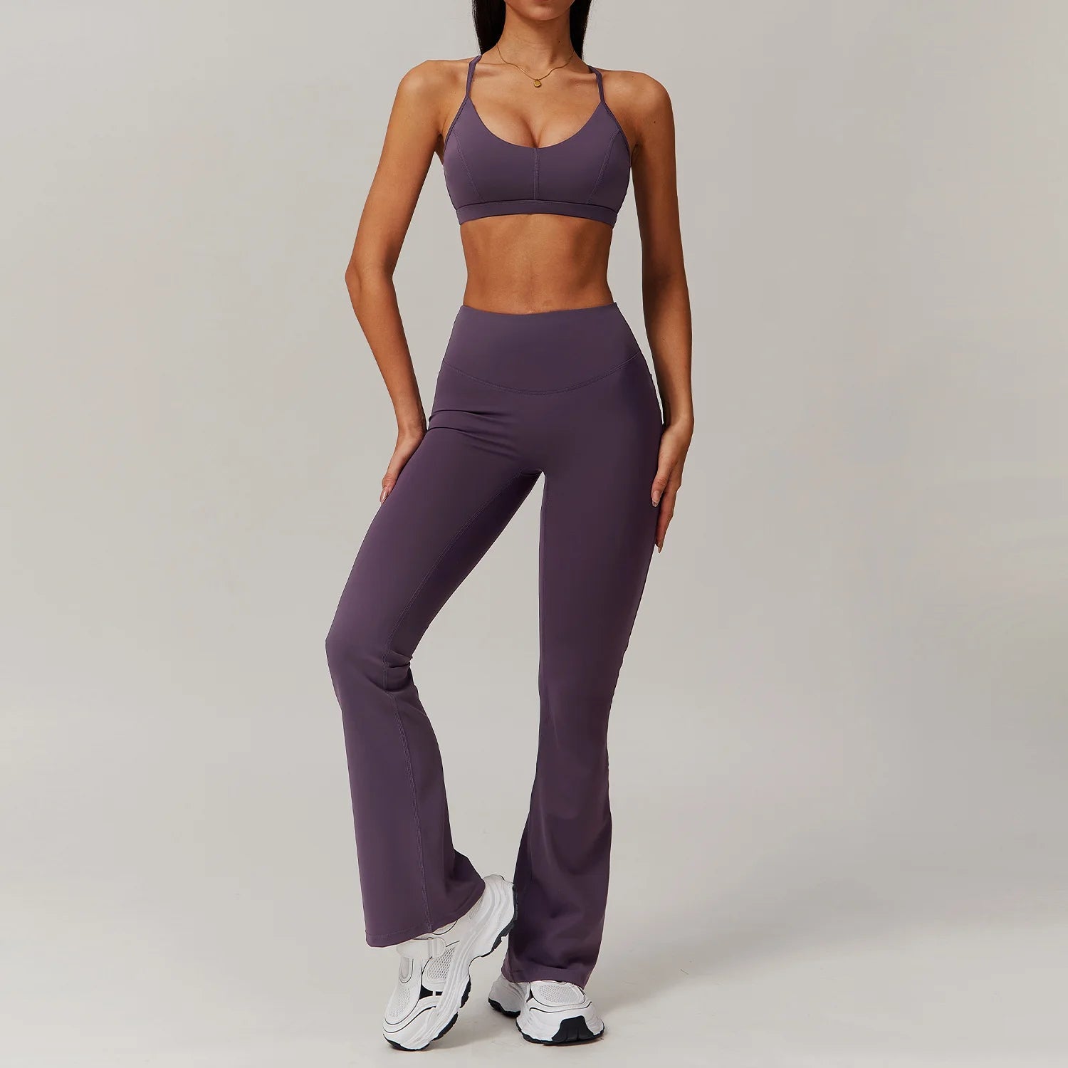 Starlethics - Engulfed Athletic Flared Gym Set - Leggings + Top