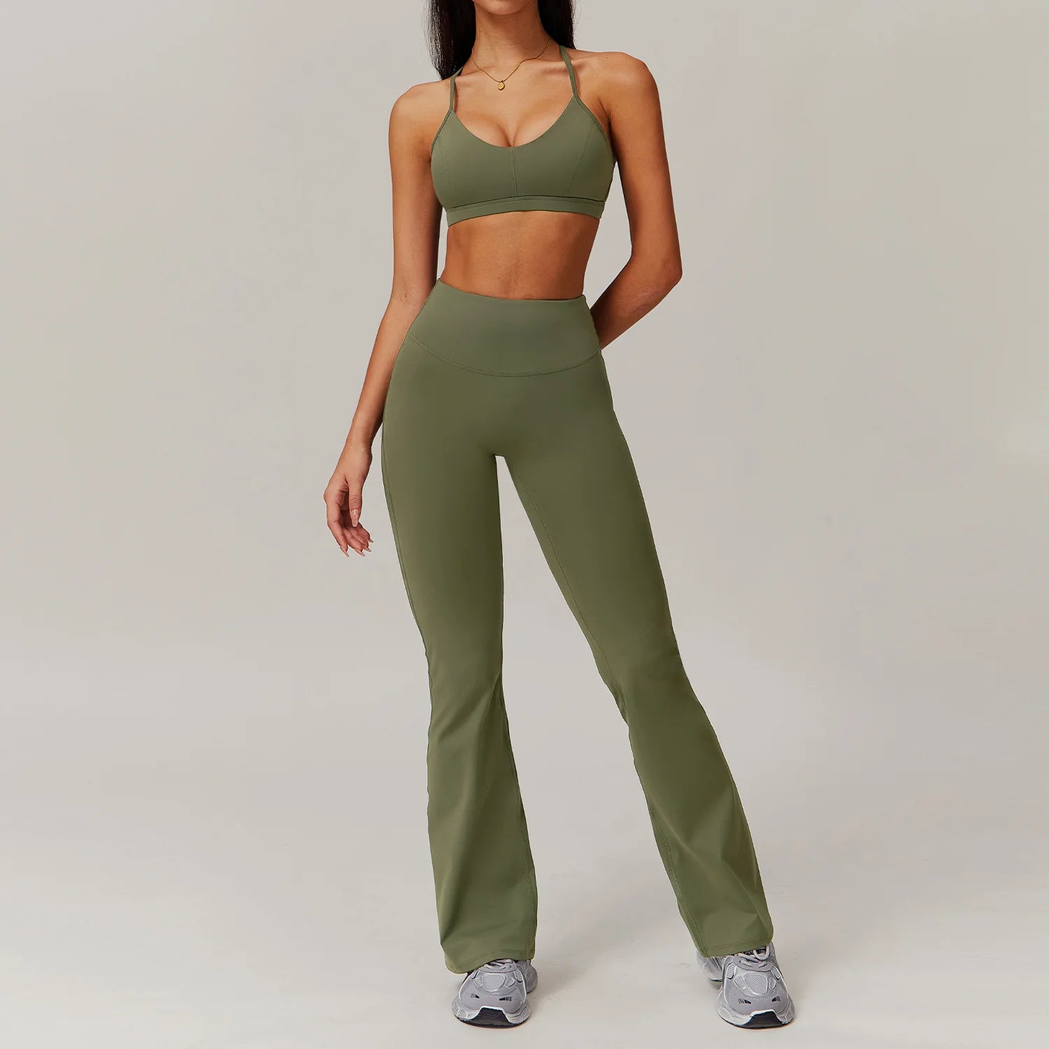 Starlethics - Engulfed Athletic Flared Gym Set - Leggings + Top