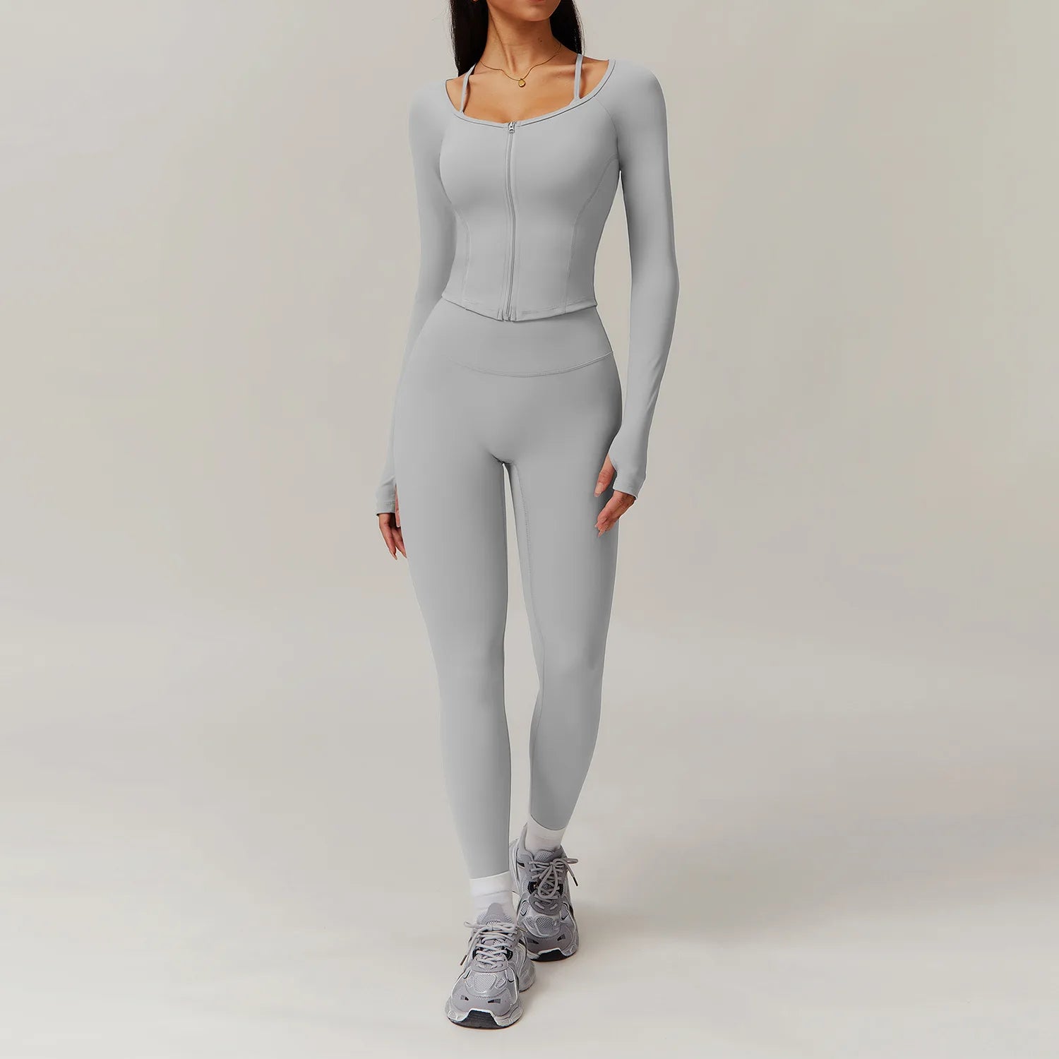 Starlethics - Engulfed Athletic Gym Set - Leggings + Long Sleeve Top